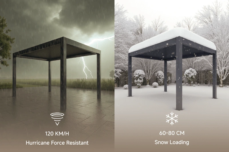 under extreme weather Greenawn Pergola is Engineered for Extreme Weather