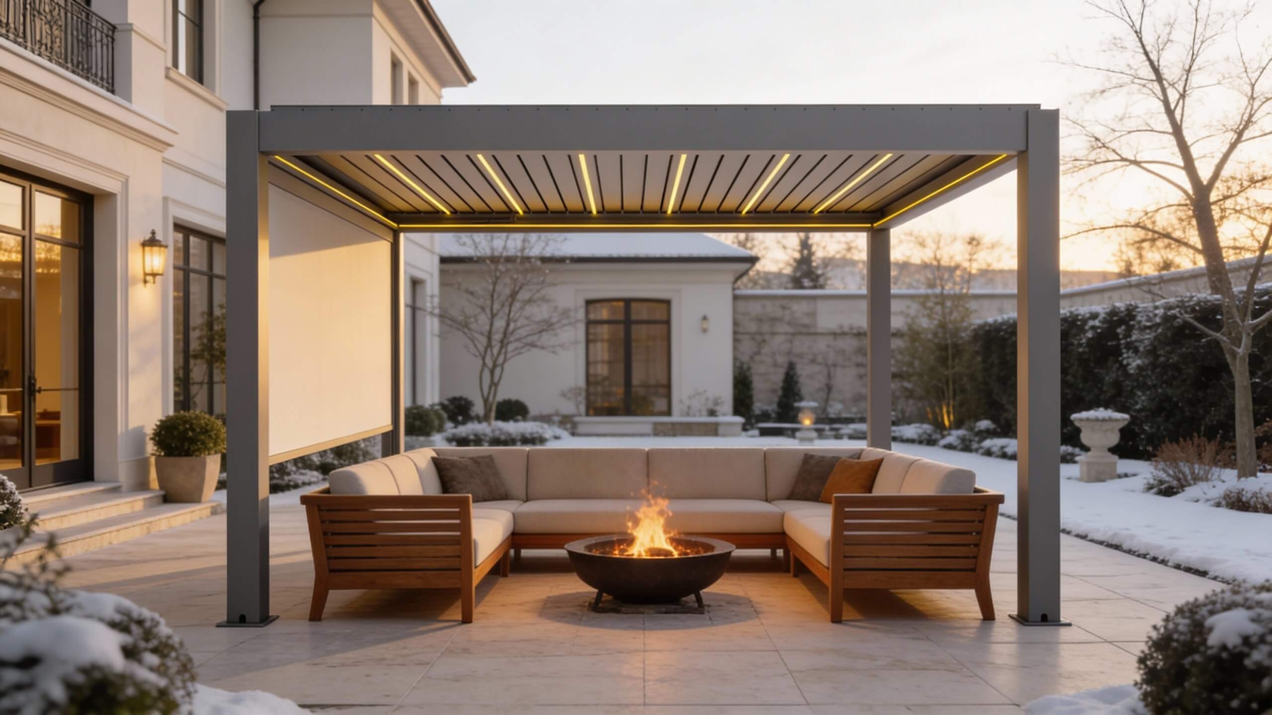 pergola with fire pit